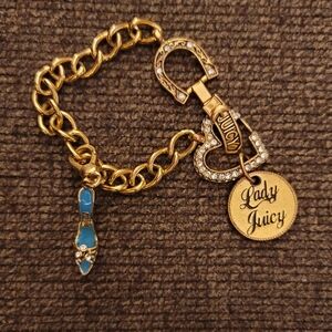 Juicy Couture Gold Charm Bracelet Including Rare Blue Shoe